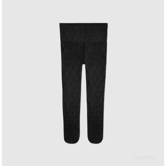 GG Sheer stretch nylon jersey tights in black. - Picture 1 of 4